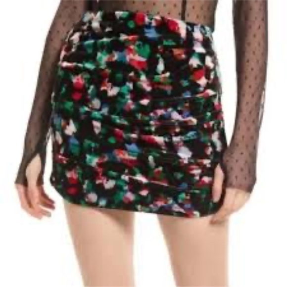 Open Edit Colorful Velvet Multi Print/Animal Print Mini Skirt Size M Nordstrom - Picture 1 of 9